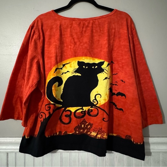 Collections Etc. | Halloween Shirt with Black Cat & Sequins Vintage Size XXL - Picture 4 of 6